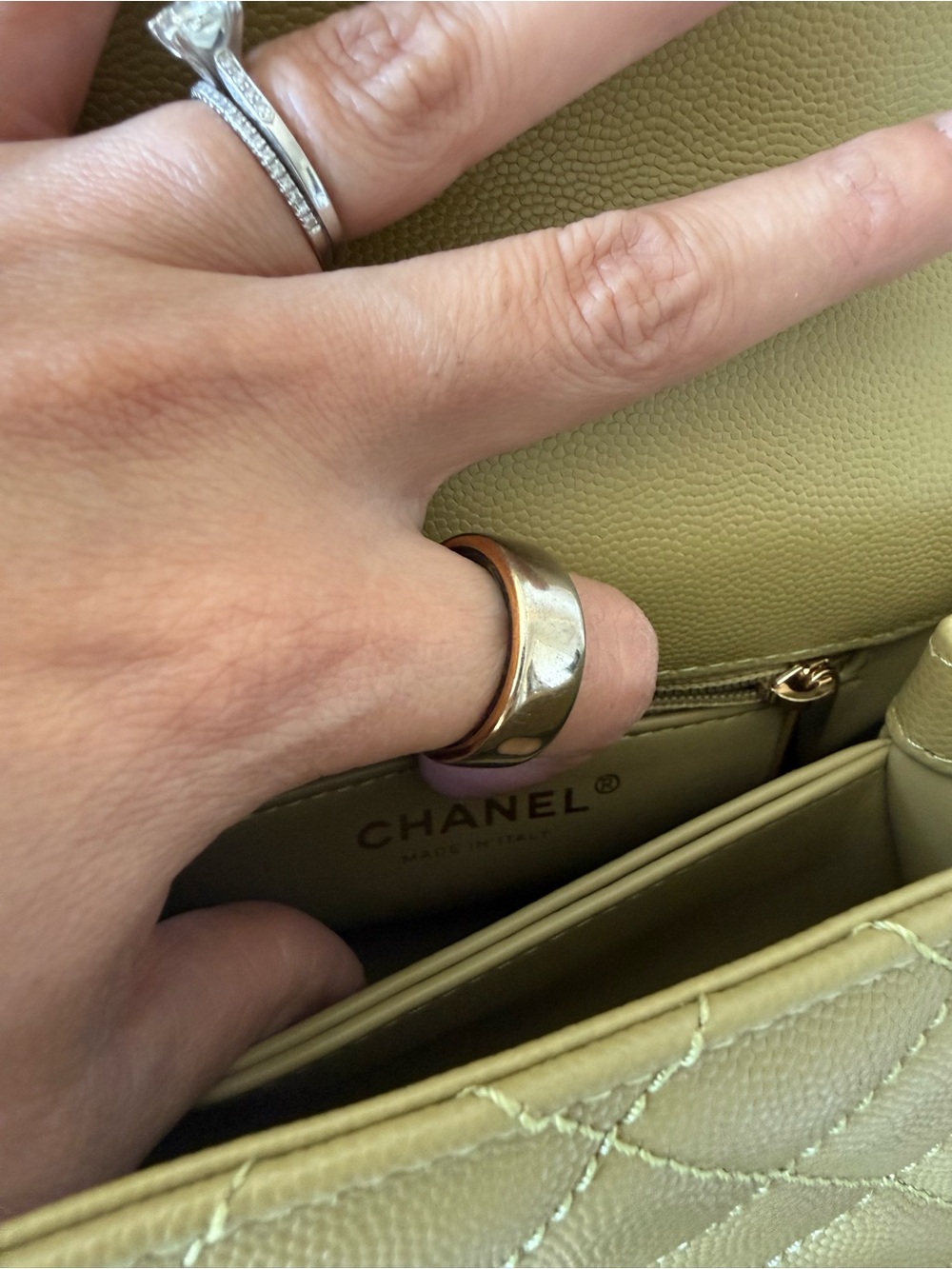 CHANEL Coco Top Handle Bag in Olive Green Caviar Leather with Gold Hardware - Picture 6 of 13